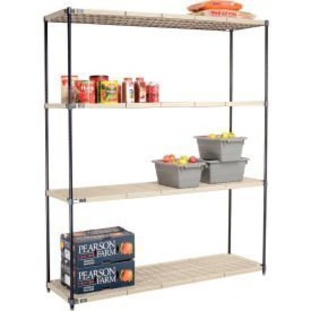 GLOBAL EQUIPMENT Nexel   , Nexelite reg  , 4 Tier, Vented Plastic Mat Shelving Unit, 72"W x 21"D x 86"H PM21728N